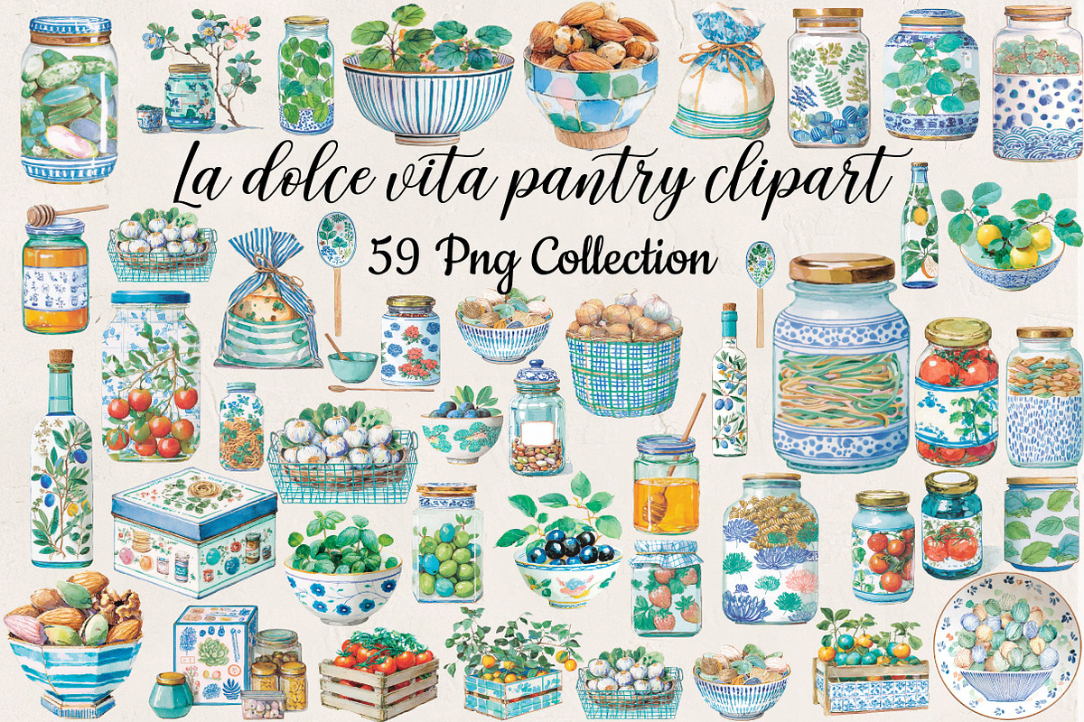 La dolce vita pantry clipart set, an Illustration by DreamCafeArt (Photo 1 of 7)