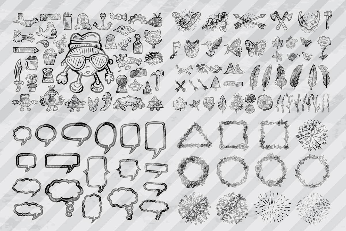 260 + Hand Drawn Design Elements, an Illustration by blimdesigns