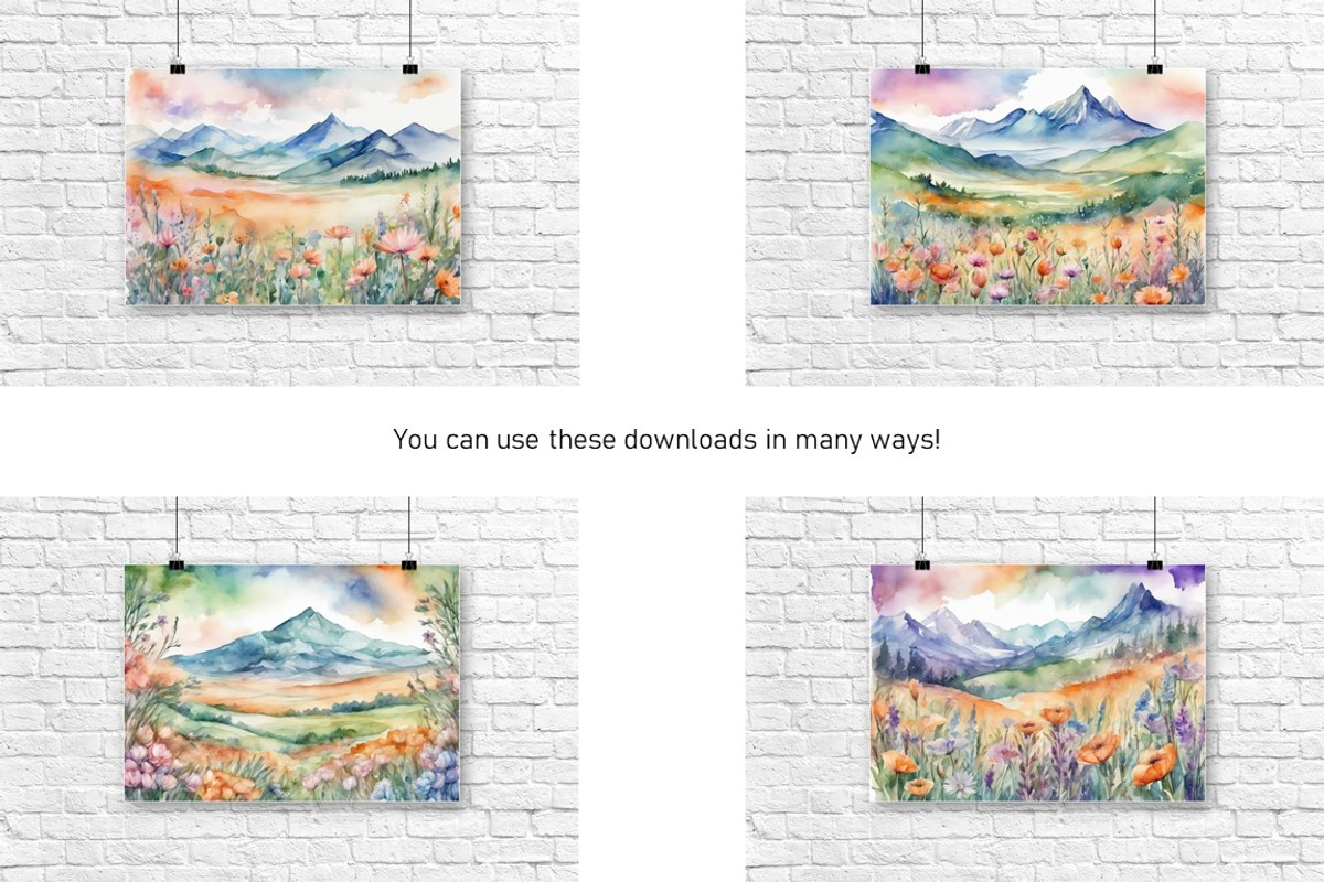 Watercolor Mountain Landscapes Set 4, a Decorative Illustration by Kat's Artful Creations (Photo 2 of 10)