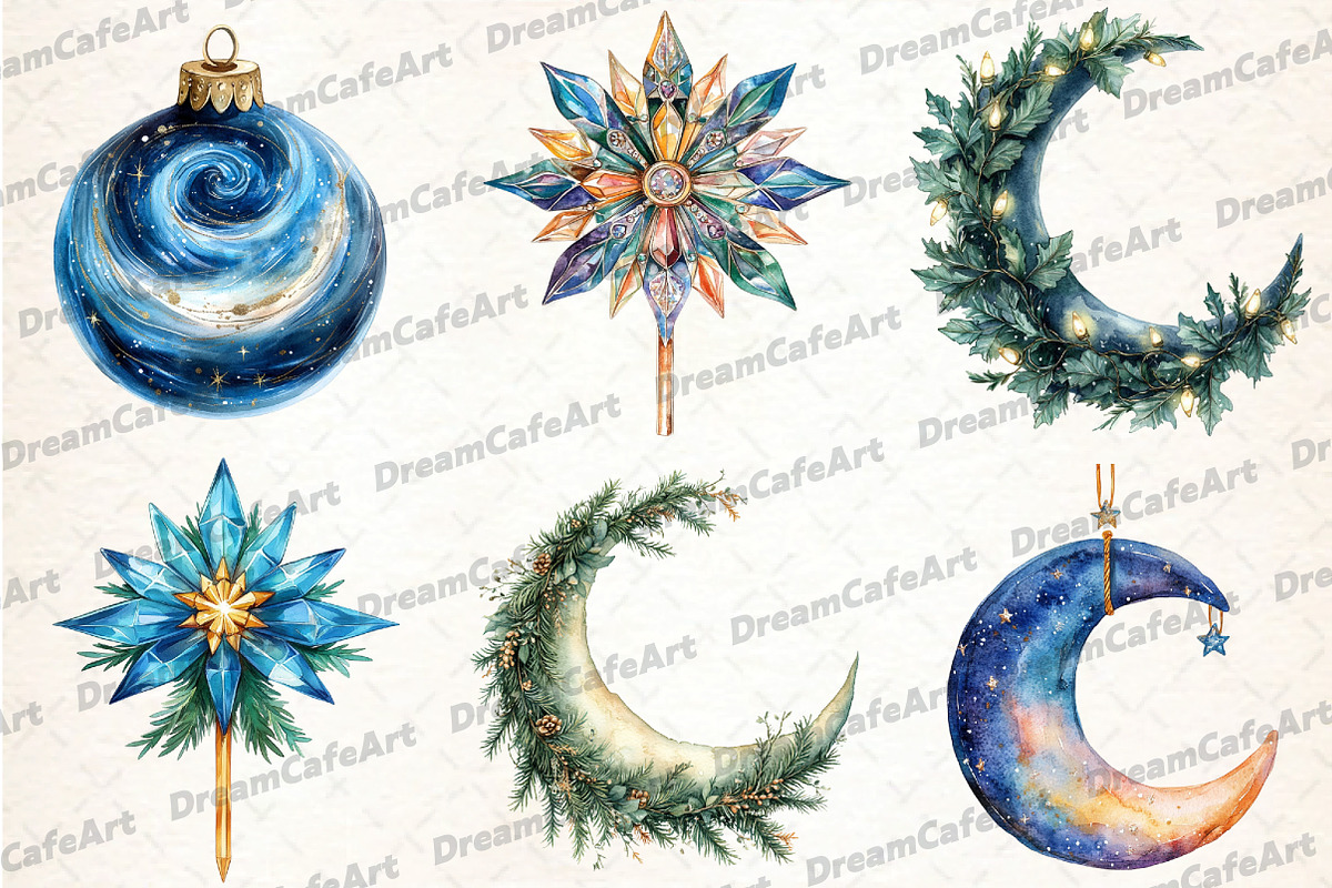 Celestial Christmas Clipart, an Illustration by DreamCafeArt (Photo 2 of 7)