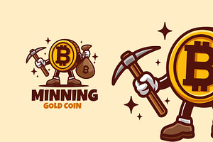 Minning Coin  Retro Vintage Mascot C, a Branding & Logo Template by Gumrega Studio
