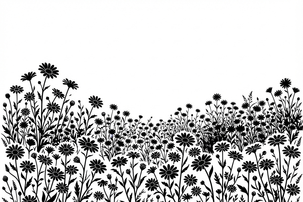 60 Daisy Flower Field Silhouette, a Seasonal Illustration by Amazin_art (Photo 20 of 28)