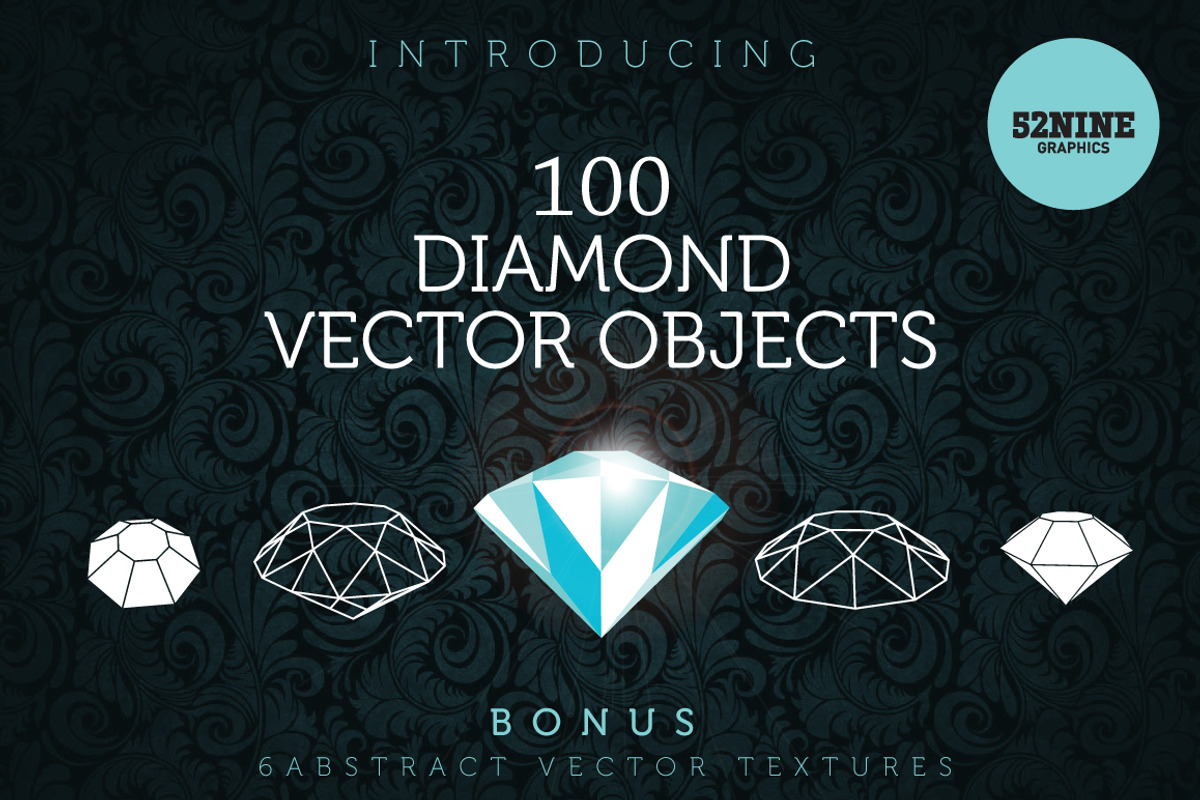 Diamond Vector Objects + Bonus!, an Object Graphic by 52NINE GRAPHICS (Photo 1 of 7)
