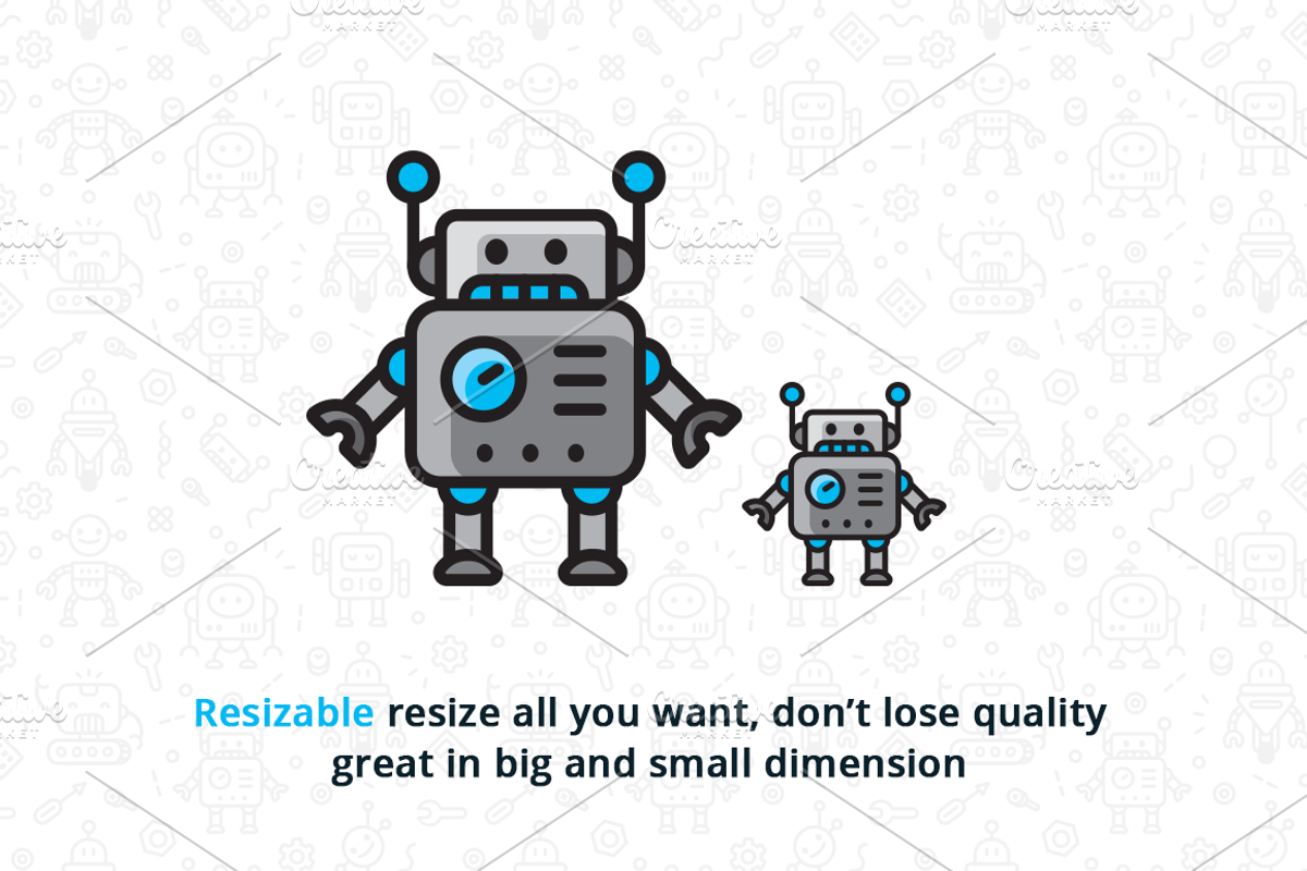 6 Cute Robot Characters, an Animal Illustration by Manudesign (Photo 3 of 4)
