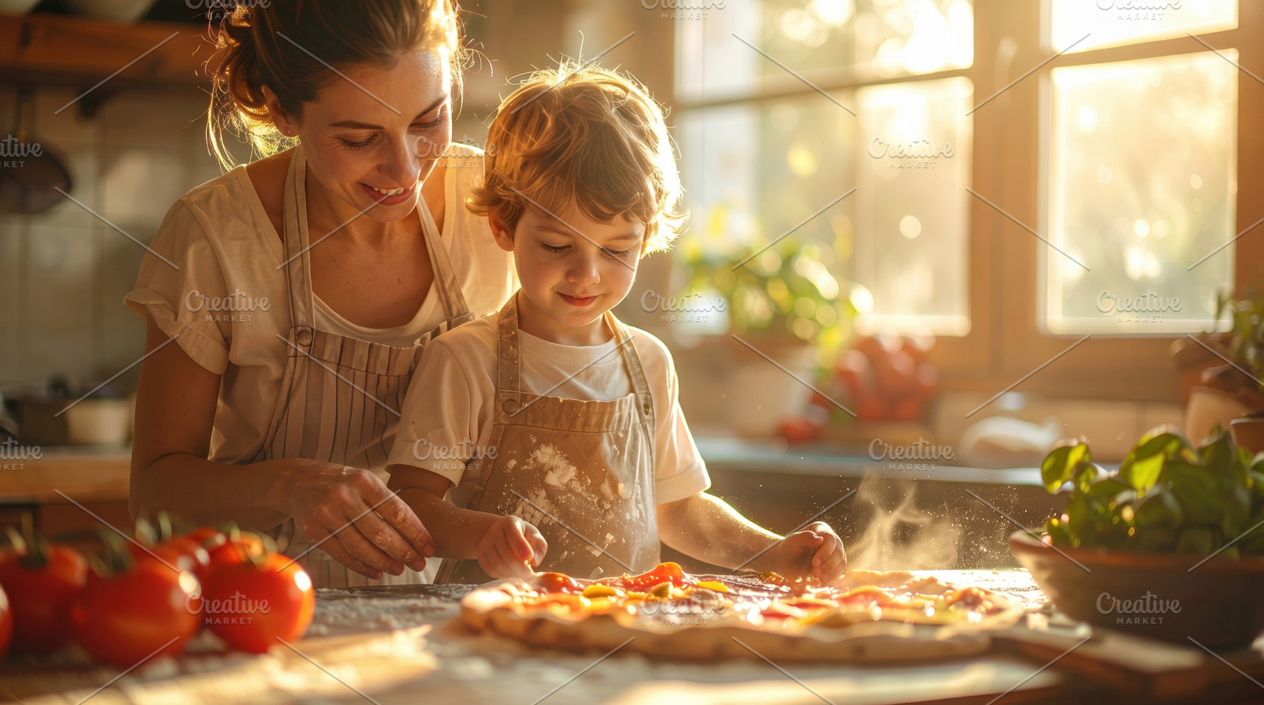 Mother and Child Making Homemade Pizza Together, a Photo by Davizro's Market