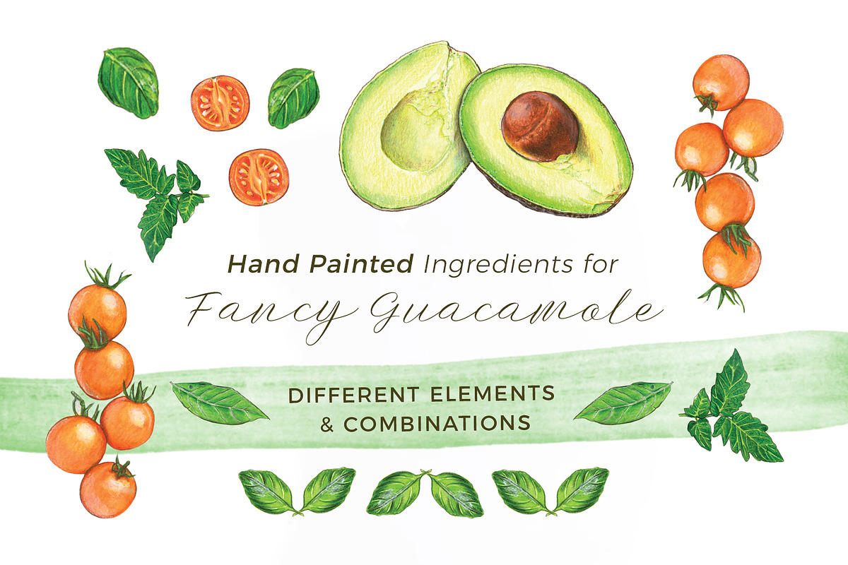 Hand Painted Guacamole Ingredients, a Food Illustration by Miriam Figueras (Photo 1 of 4)