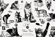 95 line art Cats clip art, an Animal Illustration by Poppy Lane Studio (Thumbnail 1 of 12)