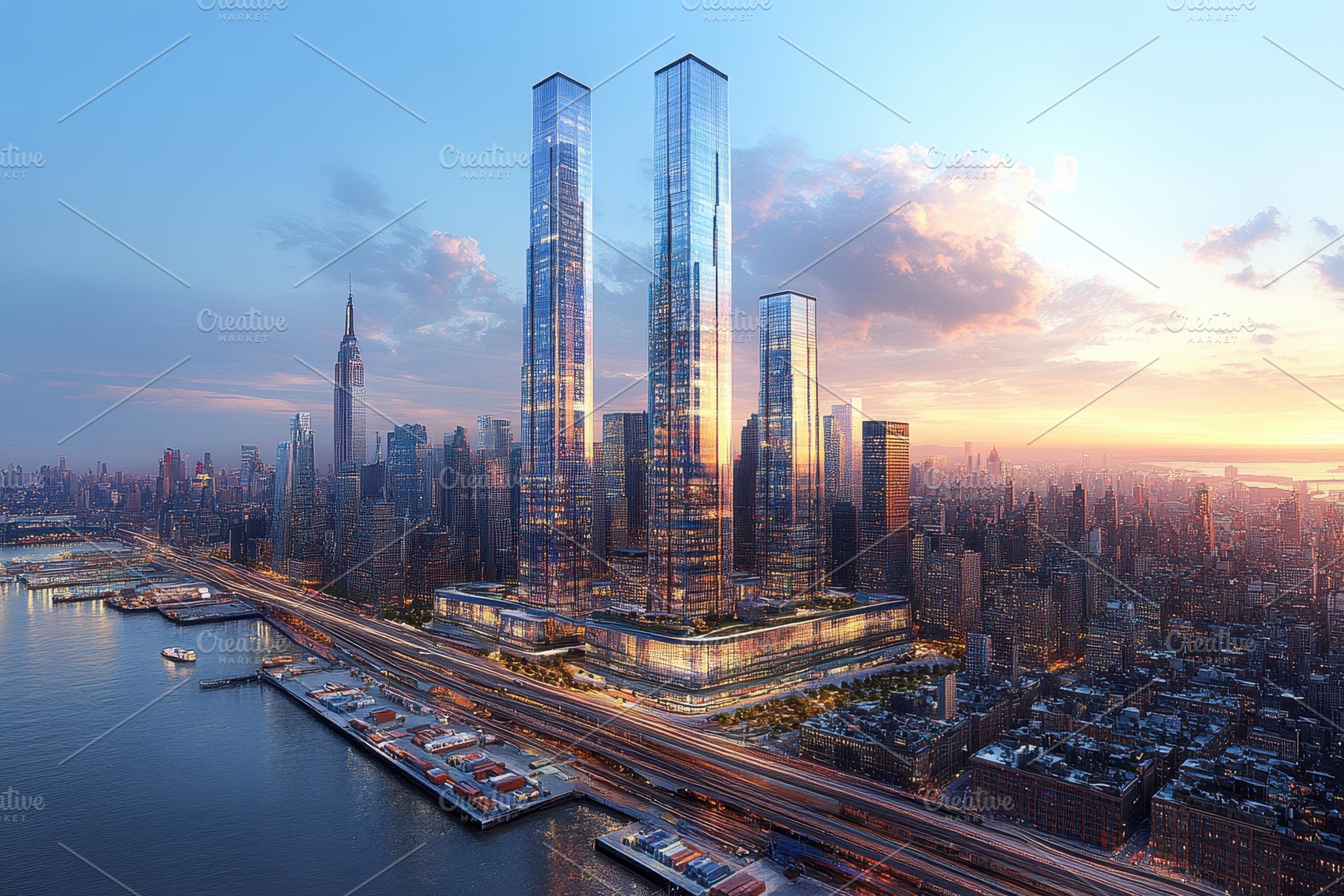 New architectural skyline in New Yor, a Photo by Tanuart