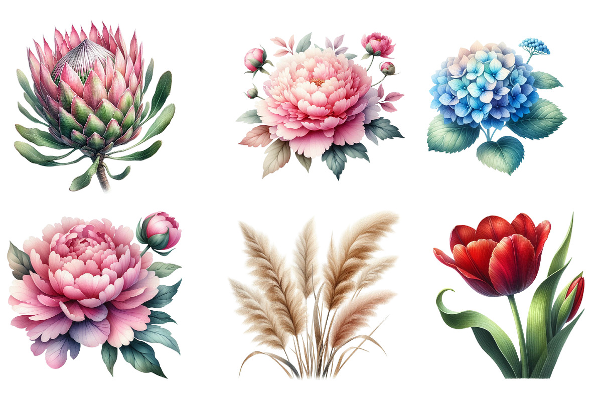 Watercolor Floral Clipart Bundle, an Illustration by SinaCreation (Photo 3 of 5)
