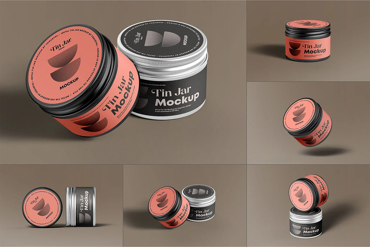 Metal Tin Jar Mock-up, a Packaging Mockup by zippypixelstudio (Photo 1 of 10)