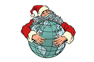 Pop Art Retro Santa Claus embraces, an Object Illustration by studiostoks