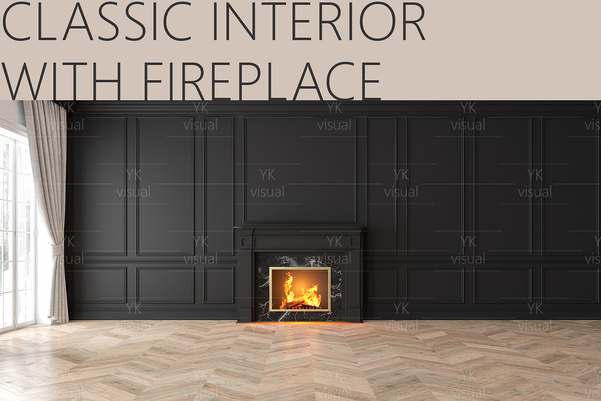 CLASSIC INTERIOR WITH FIREPLACE, a Decorative Illustration by YKvisual (Photo 1 of 2)
