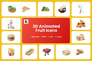 3D Animated Food Icons, a Food & Drink 3D Model by Flat Icons (Thumbnail 1 of 5)