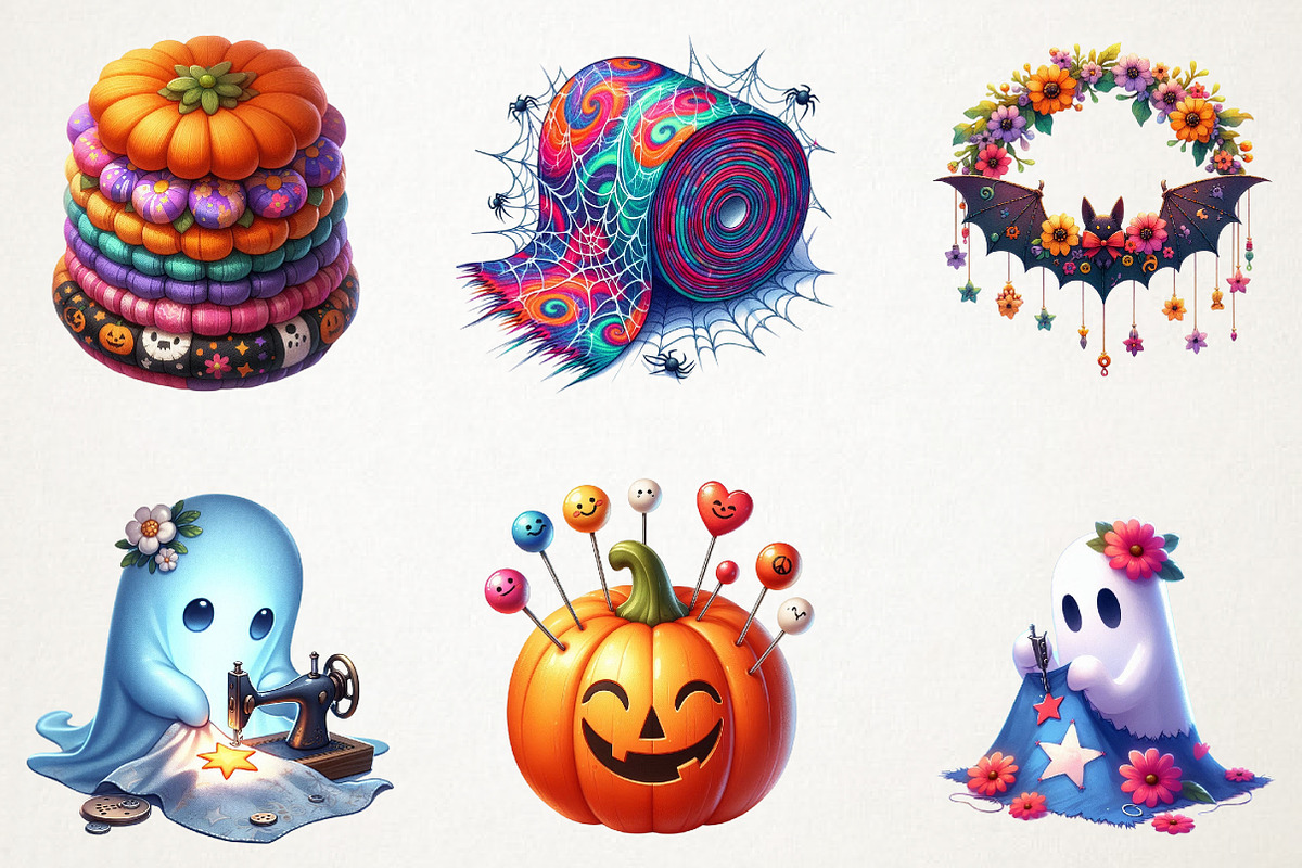 Groovy Halloween Sewing Clipart, an Illustration by RobertsArt (Photo 2 of 7)