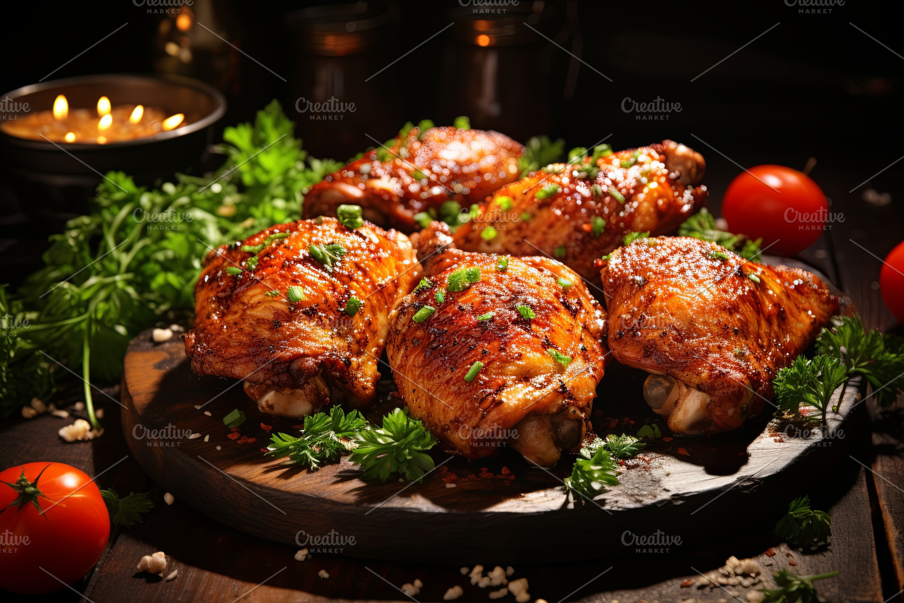 Juicy grilled chicken legs BBQ with, a Background Photo by Pixeness
