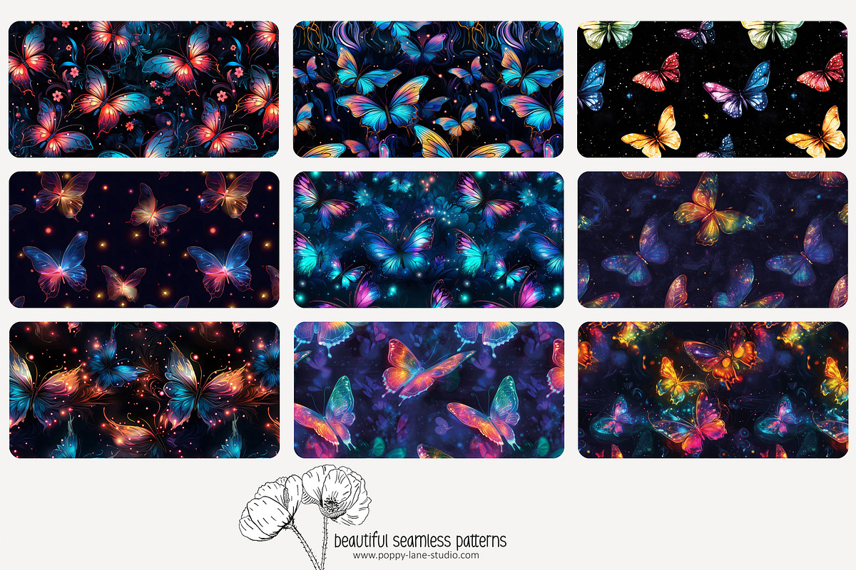 80 magic butterfly seamless pattern, a Pattern Graphic by Poppy Lane Studio (Photo 3 of 11)