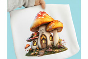 Mushroom Cottages Whimsical Clipart, a Seasonal Illustration by designcity5 (Thumbnail 3 of 5)