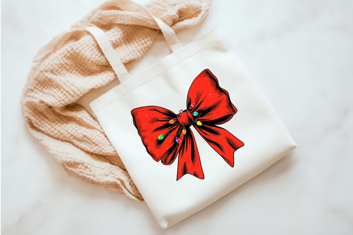 Cute Bow Merry Christmas PNG, an Illustration by Watercolor design (Photo 2 of 3)