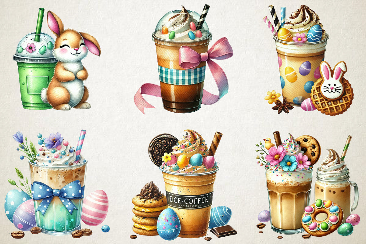 Easter Coffee Clipart Bundle, a Work Illustration by OK Design (Photo 3 of 3)