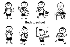 children enjoying school life set, an Object Illustration by foxndeer