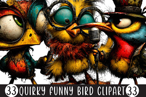 Quirky Funny Bird Clipart, an Illustration by Designking