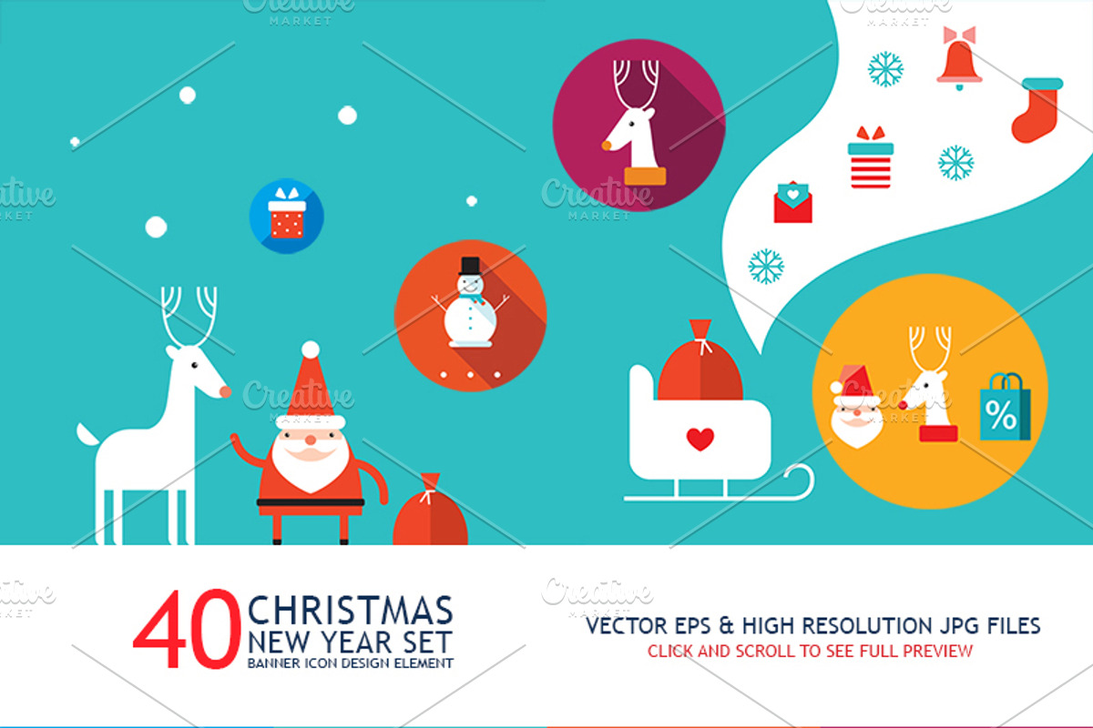 40 New Year & Christmas banners set, a Decorative Illustration by Anttoniu (Photo 1 of 5)