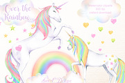 Watercolor rainbow unicorn cliparts, an Illustration by Sweet sweet design (Thumbnail 1 of 4)