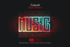 Music Text Effect Neon Style