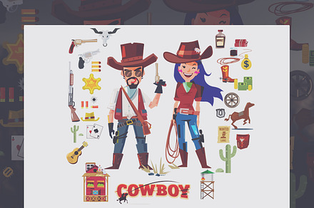 Cowboy and cowgirl character design 
