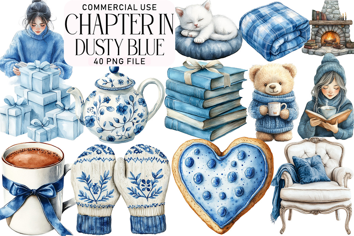 A Chapter in Dusty Blue Clipart, an Illustration by Daily.Designs (Photo 1 of 5)