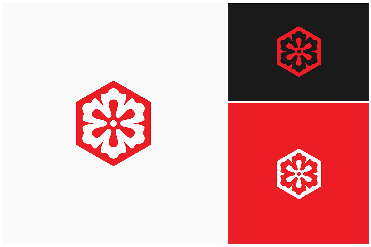 Red Flower Blossom Hexagon Logo, a Branding & Logo Template by ika trisiana (Photo 2 of 2)