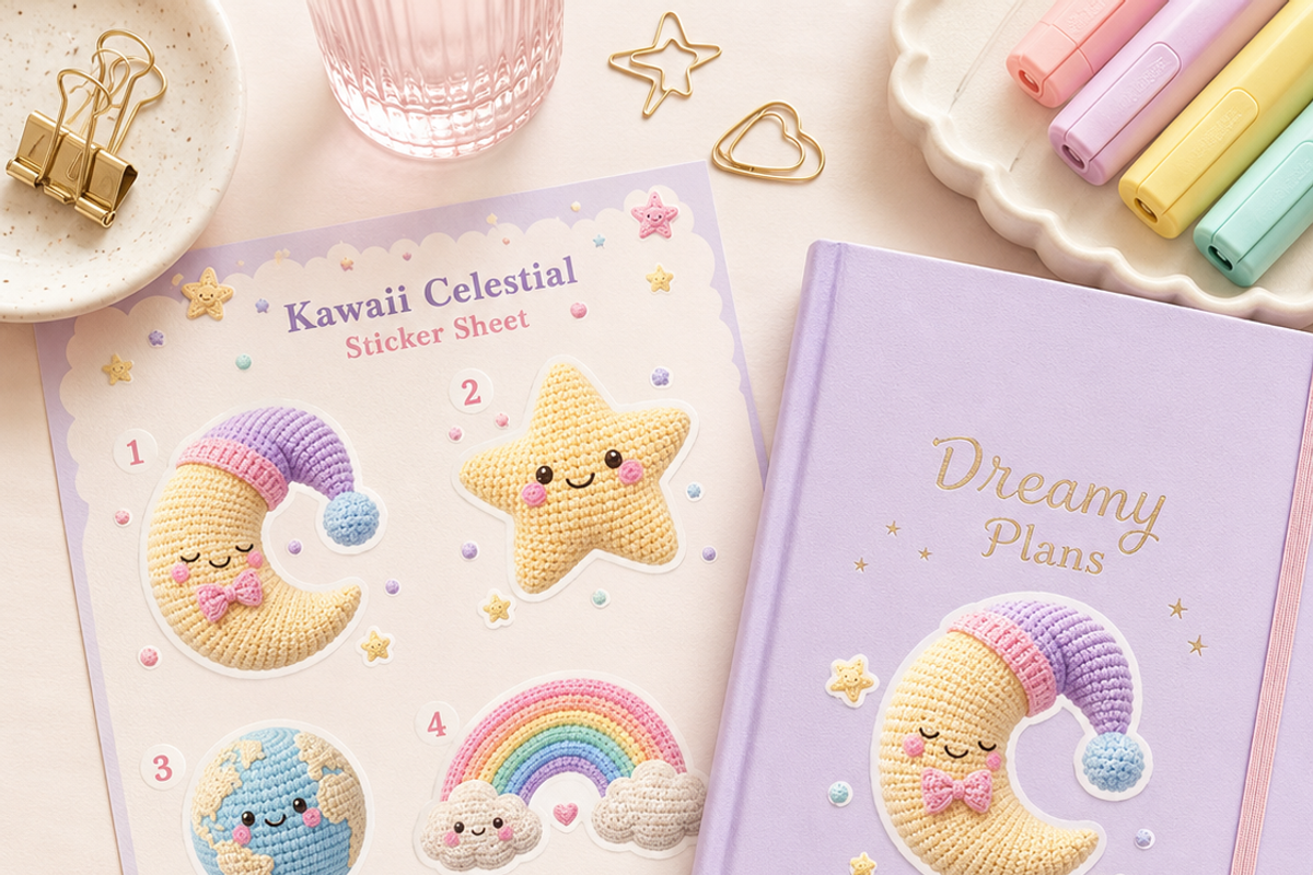 Kawaii Celestial Crochet Clipart, a Decorative Illustration by HeavensStar (Photo 2 of 6)