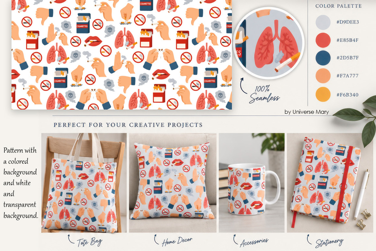 No smoking Vector set, a Healthcare Illustration by Universe Mary (Photo 4 of 5)