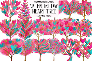 Valentine Day Heart Tree Clipart, an Illustration by Daily.Designs