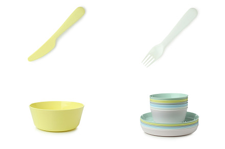 Set of color tableware isolated on white background, a Food & Drink Photo by AtlasStudio PRO