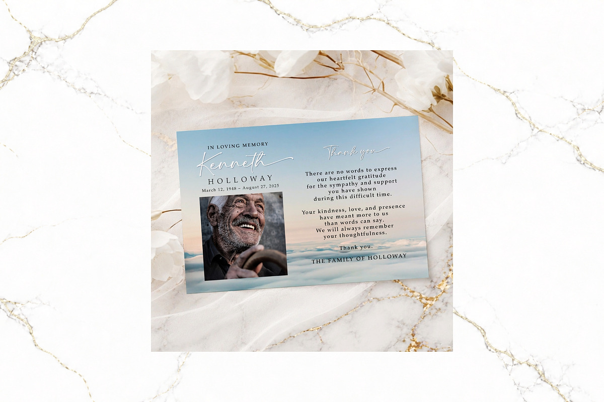 Funeral Thank You Card Canva FR011, a Card Template by TyphoonStudio (Photo 1 of 6)