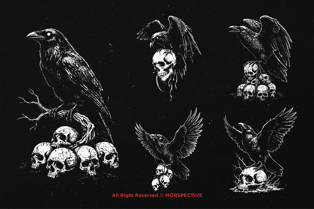 10 Bundle Dark Art Death Raven Crows, an Illustration by Morspective (Photo 5 of 7)