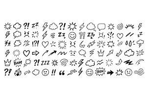 Comic art doodle expression icons, an Object Illustration by Lemberg Vector