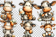Whimsical Easter Cow Clipart Bundle, an Illustration by SVGArt (Thumbnail 2 of 7)