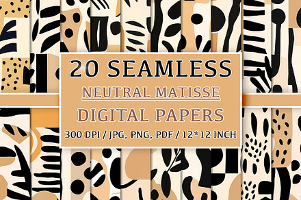 20 Seamless Matisse-style Patterns, a Pattern Graphic by Nordic Design
