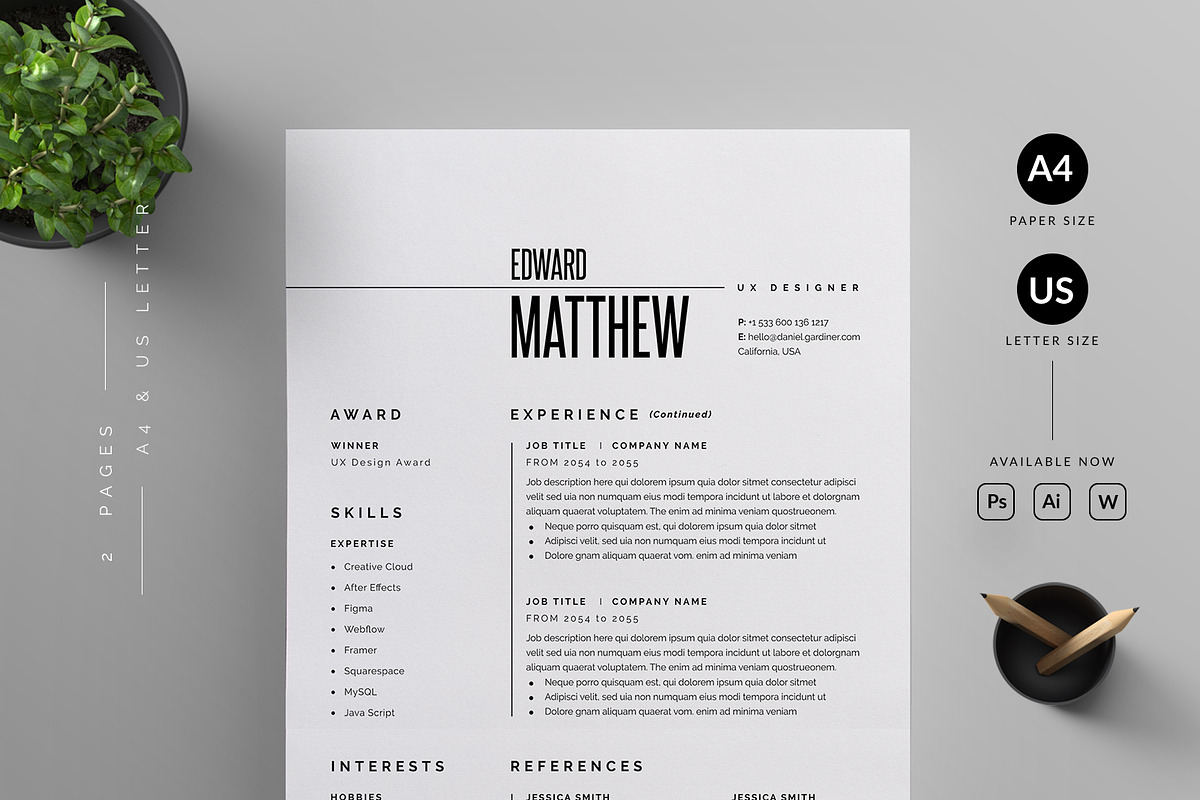 2 Resume/CV Bundle, a Resume Template by Reuix Studio (Photo 9 of 11)