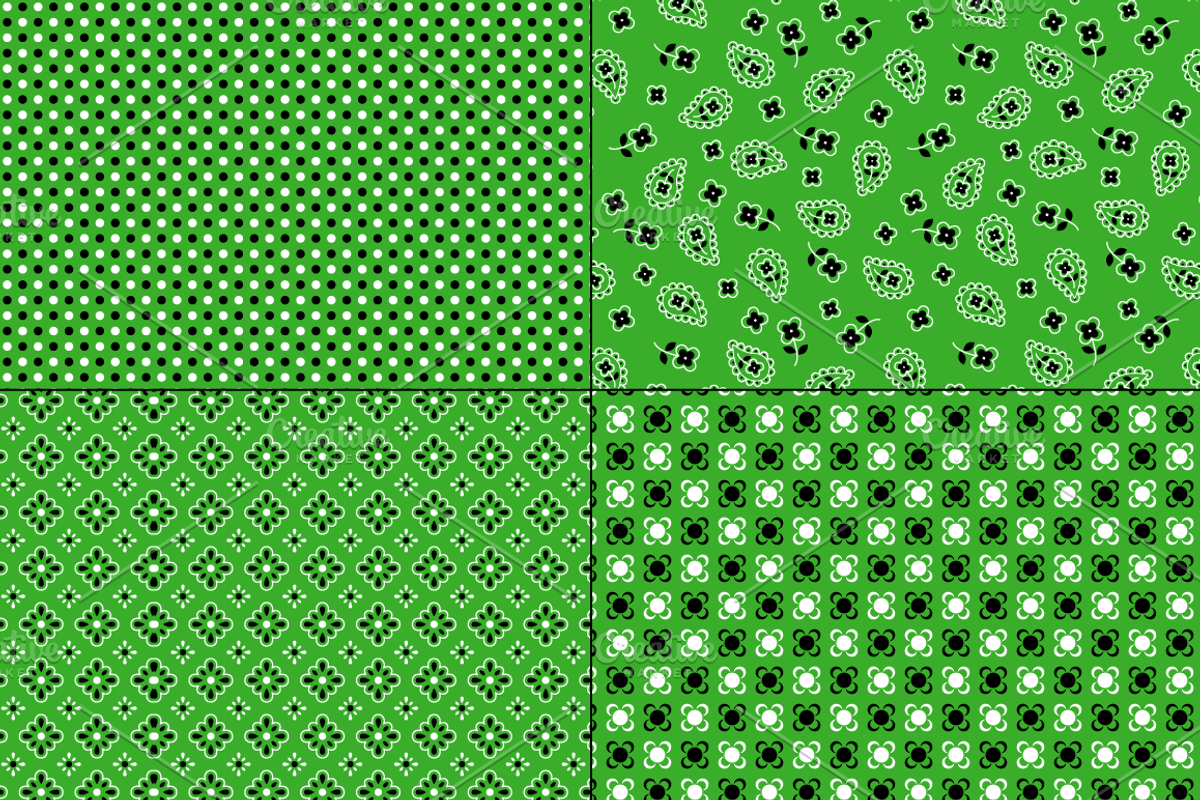 Seamless Green Bandana Patterns preview 4