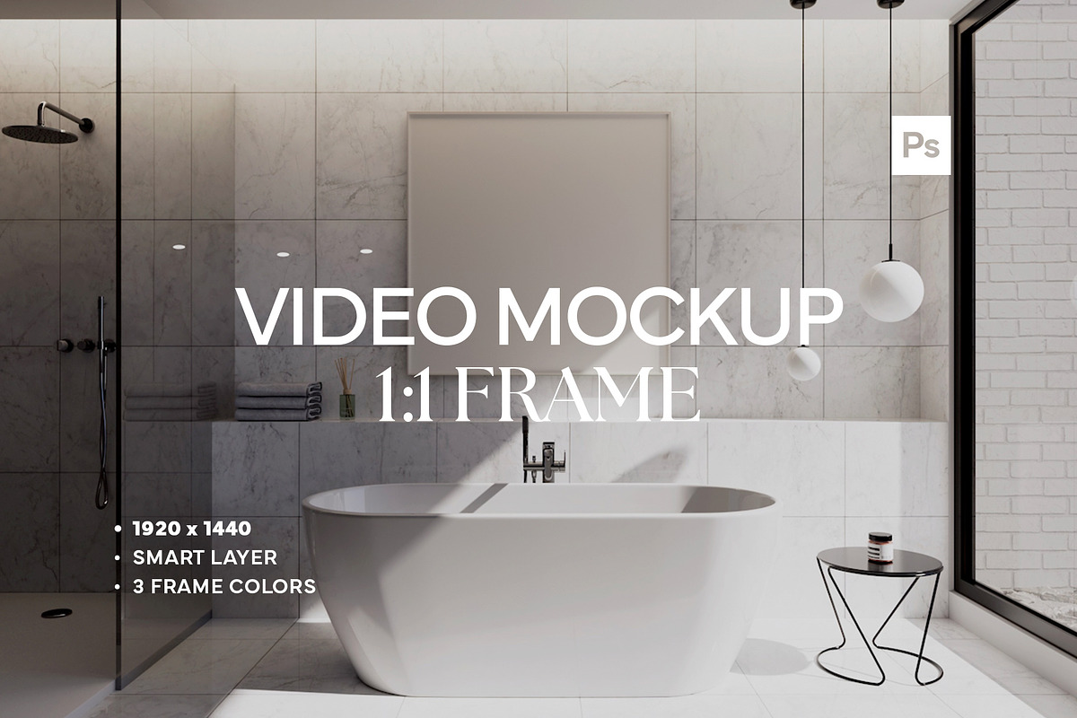 Frame Video Mockup Bathroom PSD, an Advertising Mockup by Drava Mockup (Photo 1 of 6)