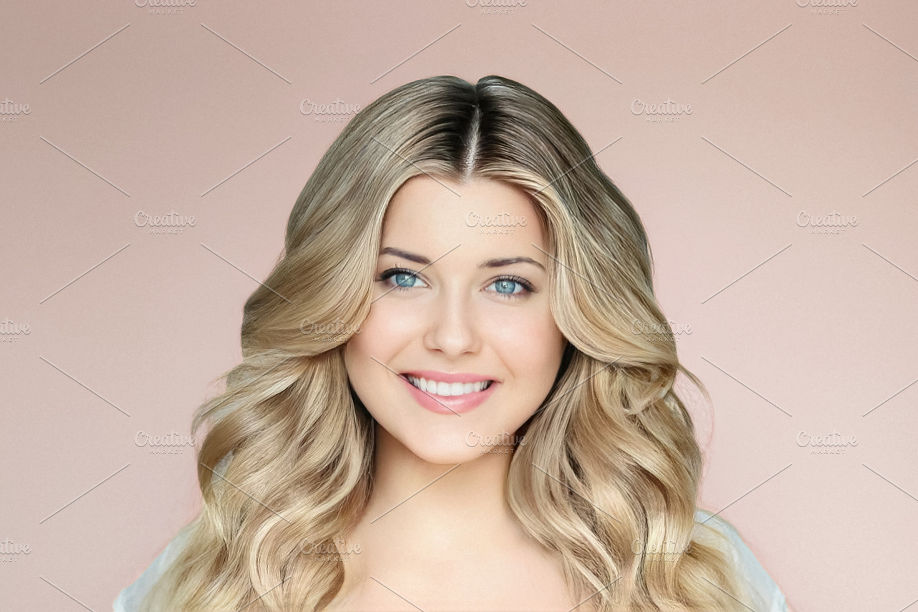 Beautiful blonde woman smiling with blue eyes, having perfect sk, a Person Photo by Studio ANNA