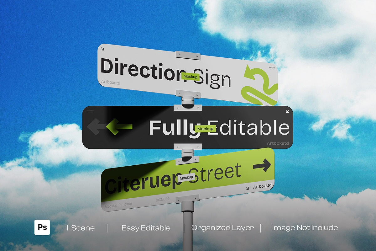 Direction Sign Mockup, a Product Mockup by Artbox Studio (Photo 1 of 3)