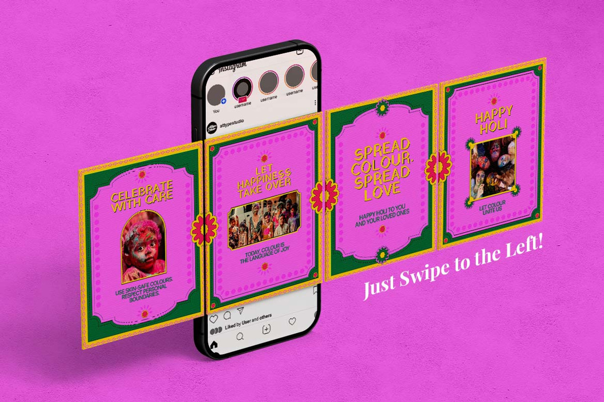 Indian Holi Celebration Instagram Ca, a Social Media Template by Attype (Photo 4 of 5)