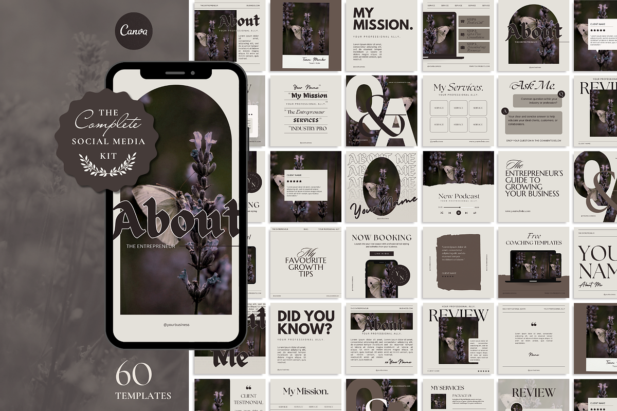 Soft Charcoal Social Media Brand Kit preview 4
