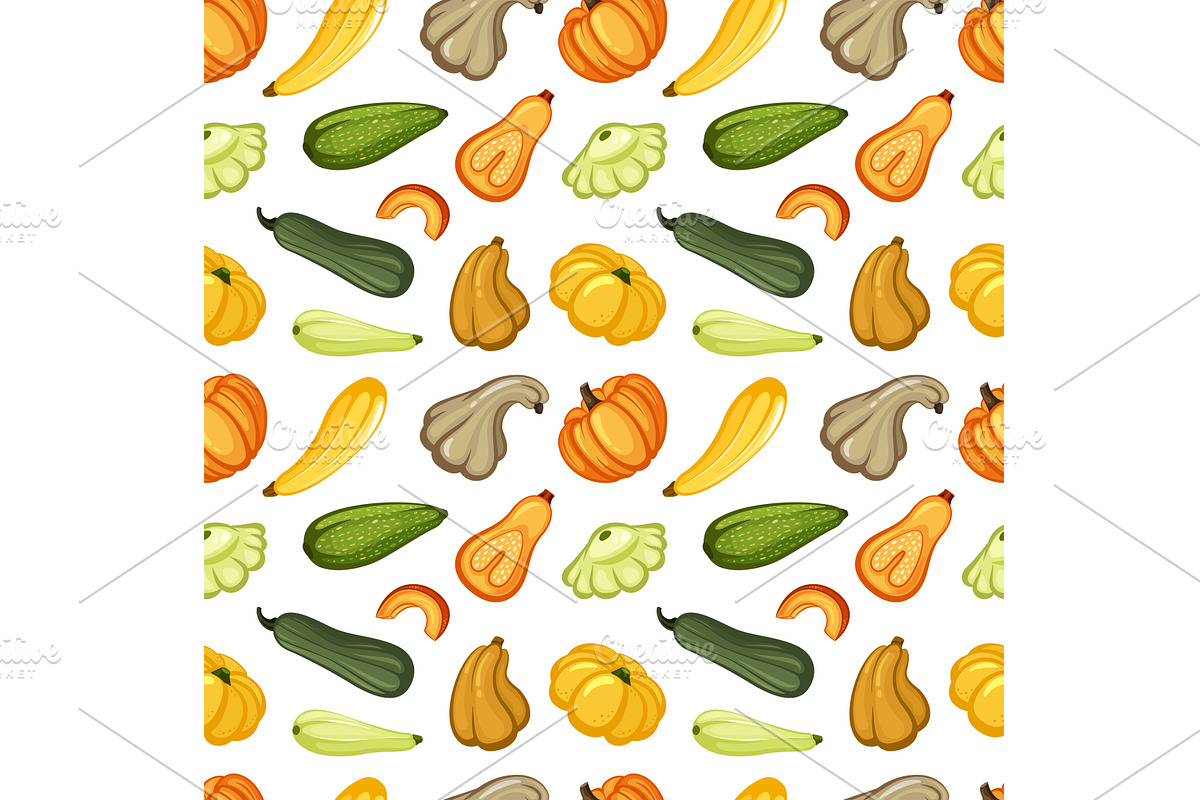 cartoon pumpkins pattern. different, a Food Illustration by Multigon