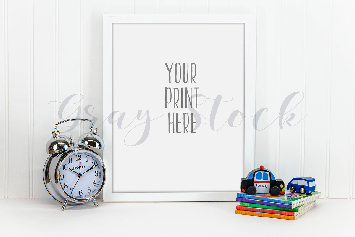 Children's White Frame Mock Up, a Print Template by Gray Stock