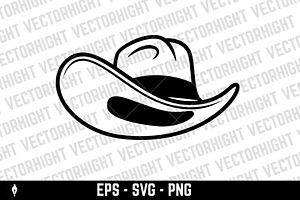 Illustration Of Cowboy Hat In BW